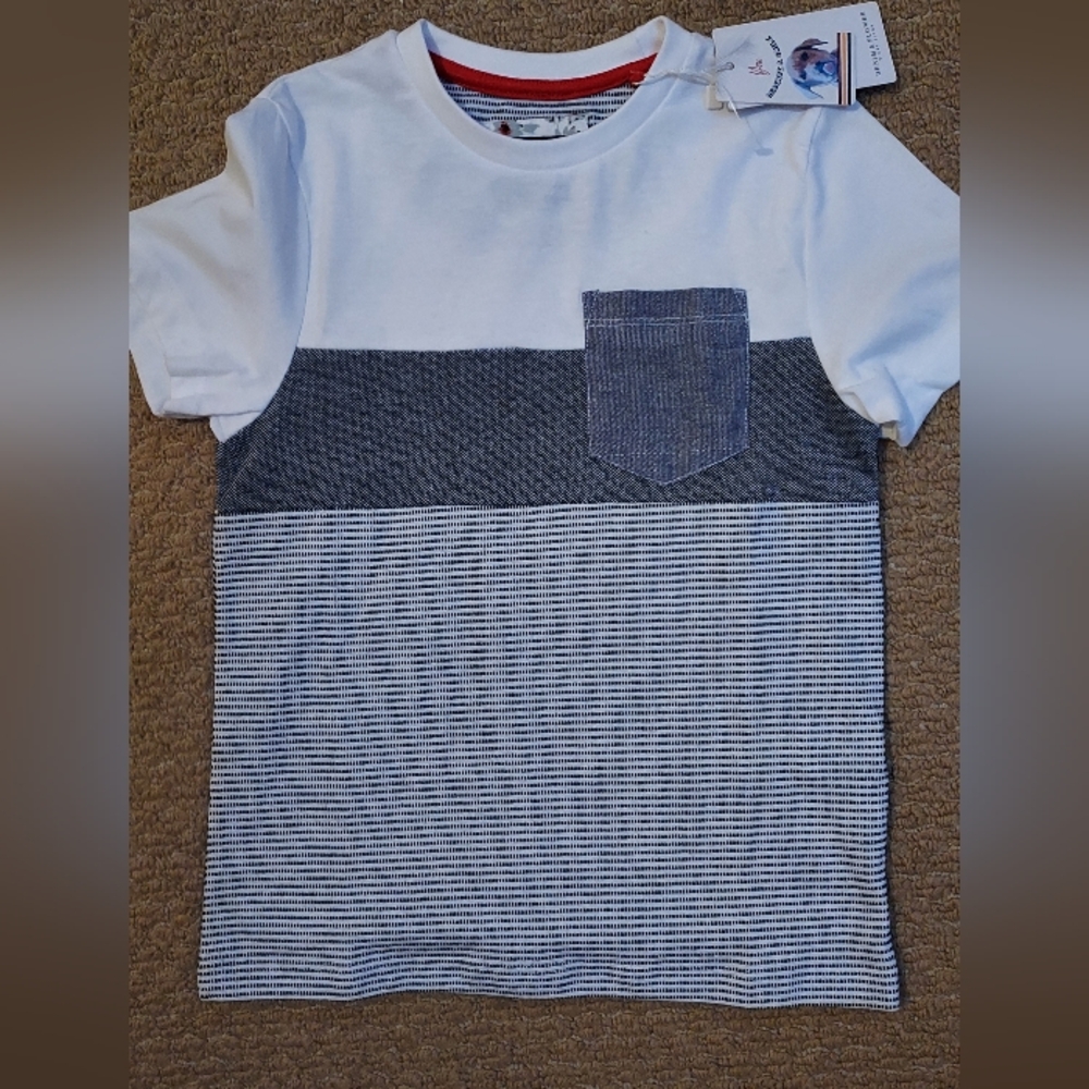 Denim & Flower Boy 5/6 Inspiration Polo Shirt Black White Stripe New Ricky Singh